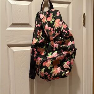 Victoria's secret pink....FLORAL CANVAS backpack..retired...very good
